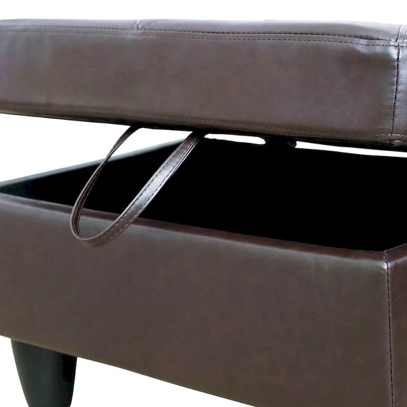 Leather Square Storage Ottoman for Living Room-20