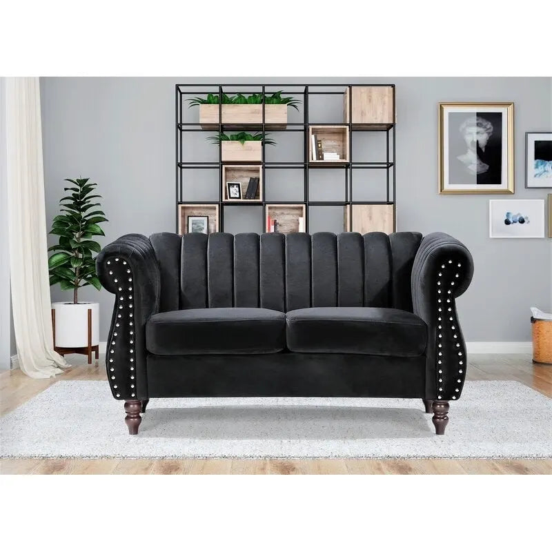 Capri Velvet Chesterfield Loveseat-8