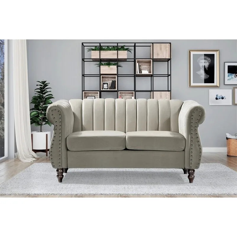 Capri Velvet Chesterfield Loveseat-9