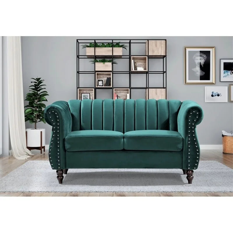 Capri Velvet Chesterfield Loveseat-10