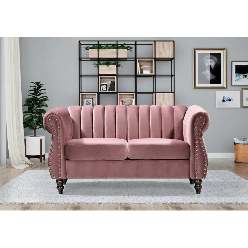 Capri Velvet Chesterfield Loveseat-11