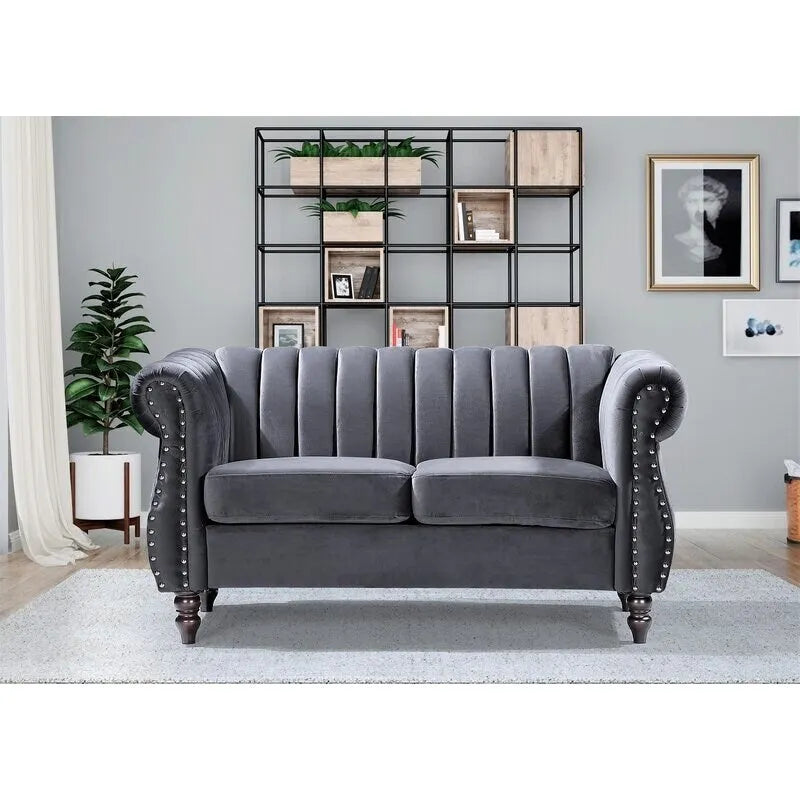 Capri Velvet Chesterfield Loveseat-12