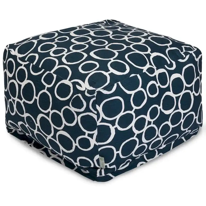 Majestic Home Goods Indoor Fusion Cotton Ottoman Pouf 27 in L x 27 in W x 17 in H-19