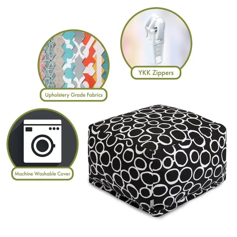 Majestic Home Goods Indoor Fusion Cotton Ottoman Pouf 27 in L x 27 in W x 17 in H