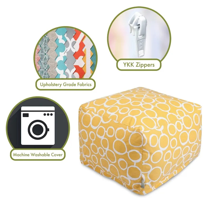 Majestic Home Goods Indoor Fusion Cotton Ottoman Pouf 27 in L x 27 in W x 17 in H-8