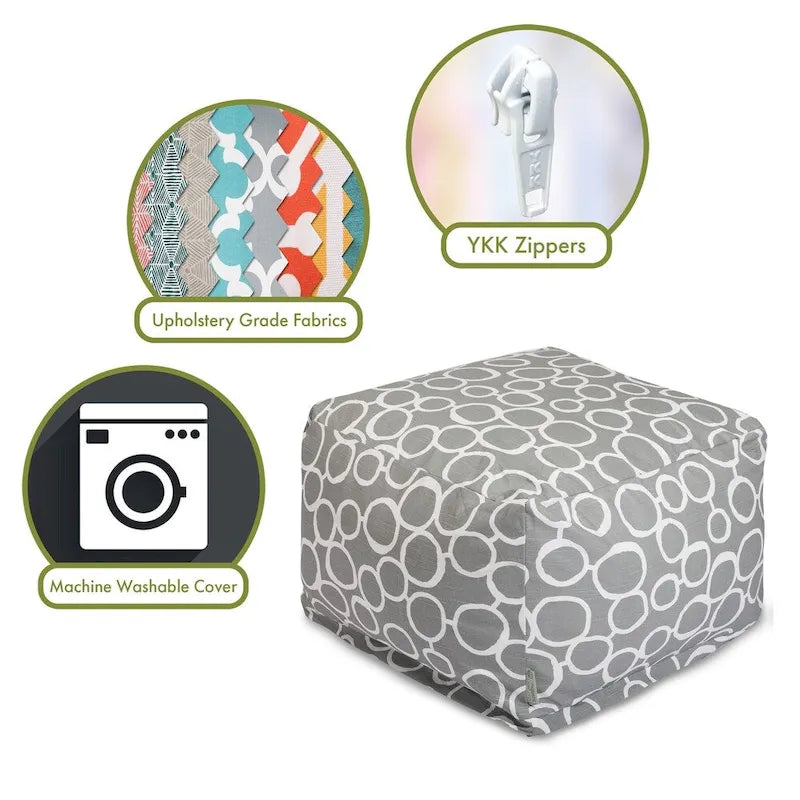 Majestic Home Goods Indoor Fusion Cotton Ottoman Pouf 27 in L x 27 in W x 17 in H-12