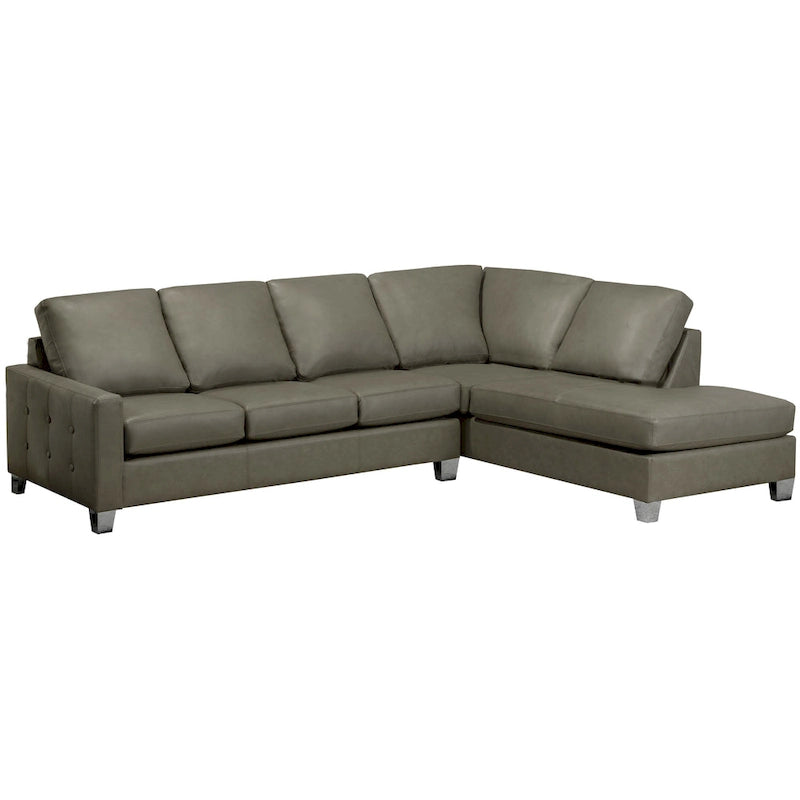 Dean Top Grain Italian Leather Tufted Sectional Sofa - 107 x 85 x 35 x 34-3