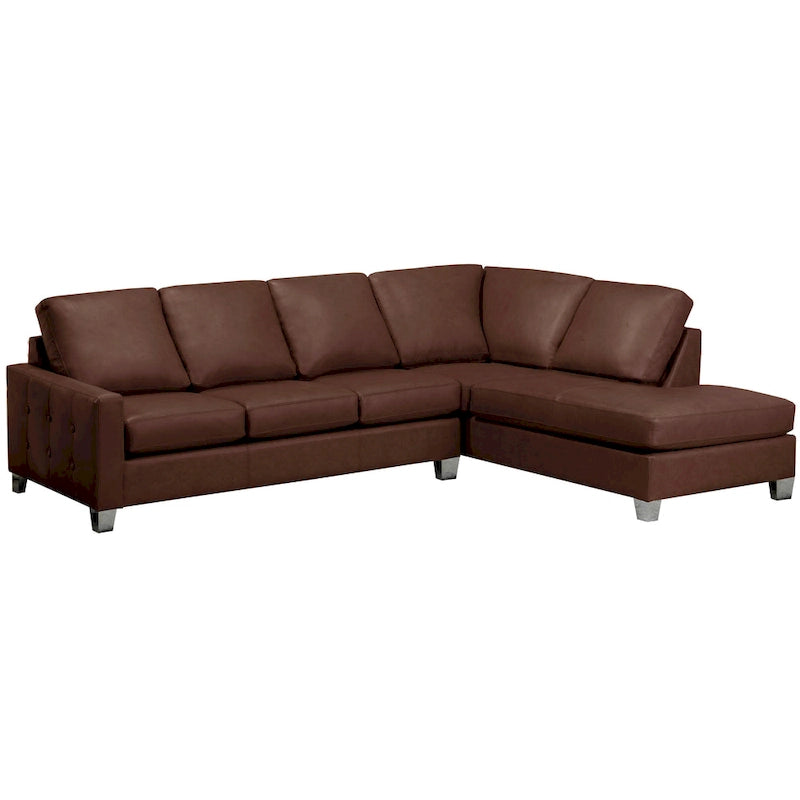 Dean Top Grain Italian Leather Tufted Sectional Sofa - 107 x 85 x 35 x 34-5