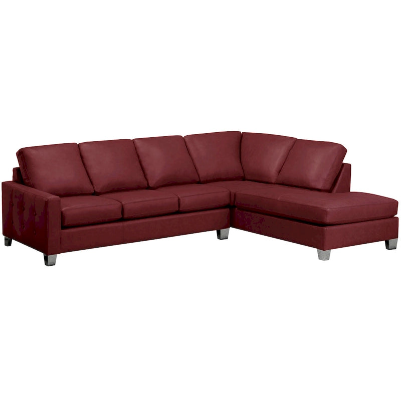 Dean Top Grain Italian Leather Tufted Sectional Sofa - 107 x 85 x 35 x 34-6