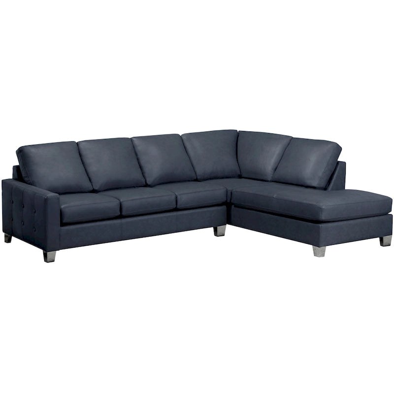 Dean Top Grain Italian Leather Tufted Sectional Sofa - 107 x 85 x 35 x 34-8
