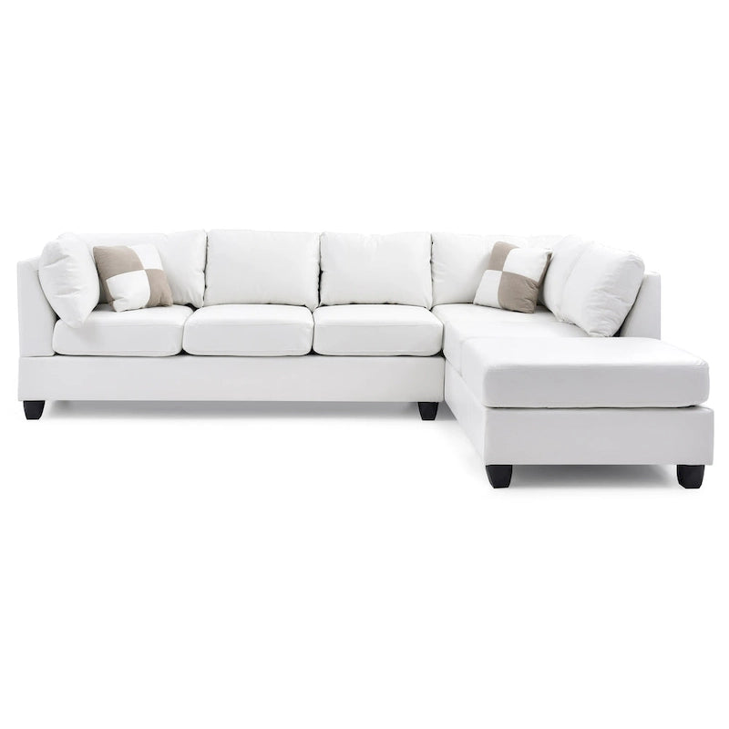 Malone 111 in. Faux Leather 4-Seater Sectional Sofa with 2-Throw Pillow - 111L x 78W x 34H-4