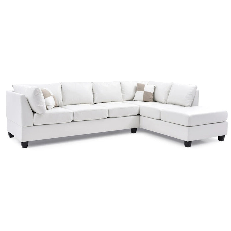 Malone 111 in. Faux Leather 4-Seater Sectional Sofa with 2-Throw Pillow - 111L x 78W x 34H-5