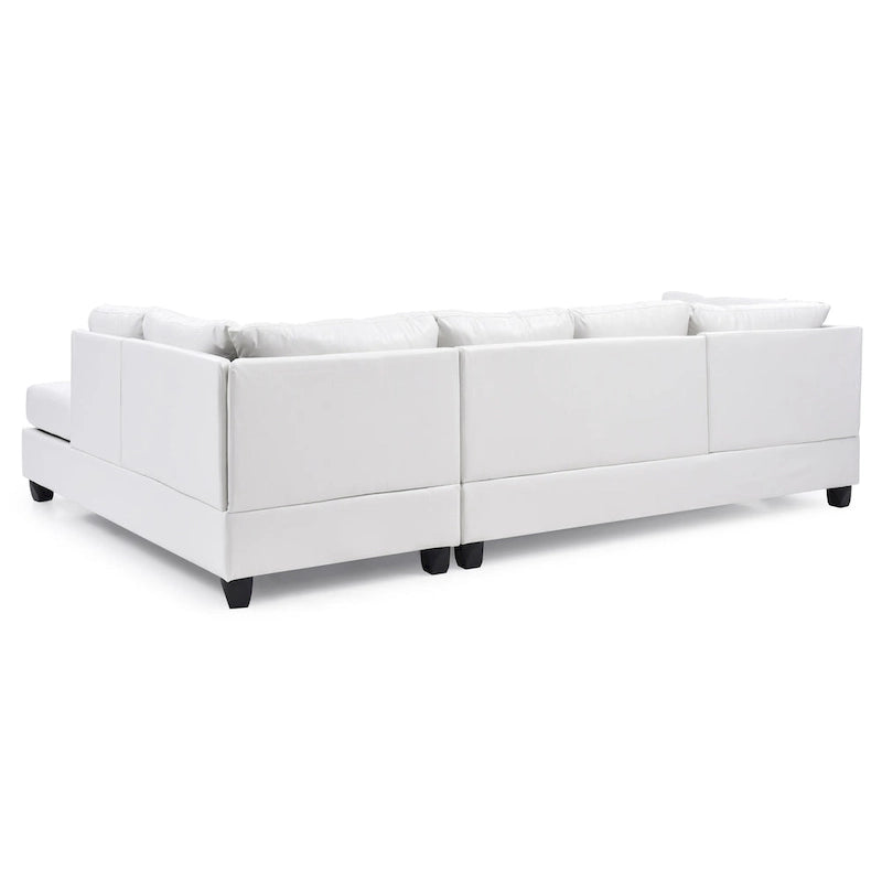 Malone 111 in. Faux Leather 4-Seater Sectional Sofa with 2-Throw Pillow - 111L x 78W x 34H-7