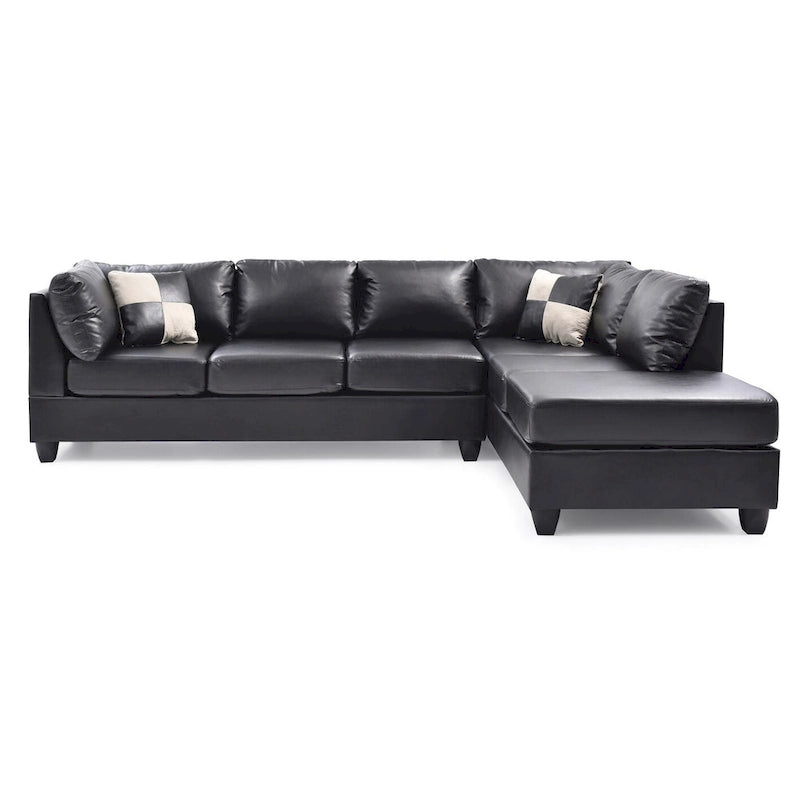 Malone 111 in. Faux Leather 4-Seater Sectional Sofa with 2-Throw Pillow - 111L x 78W x 34H-10