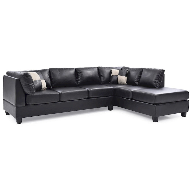 Malone 111 in. Faux Leather 4-Seater Sectional Sofa with 2-Throw Pillow - 111L x 78W x 34H-11