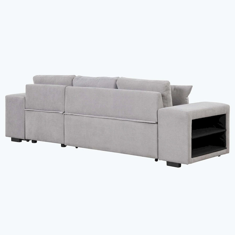 Modern L-Shape 3 Seat Reversible Sectional Couch,with Storage Chaise and 2 Stools-9