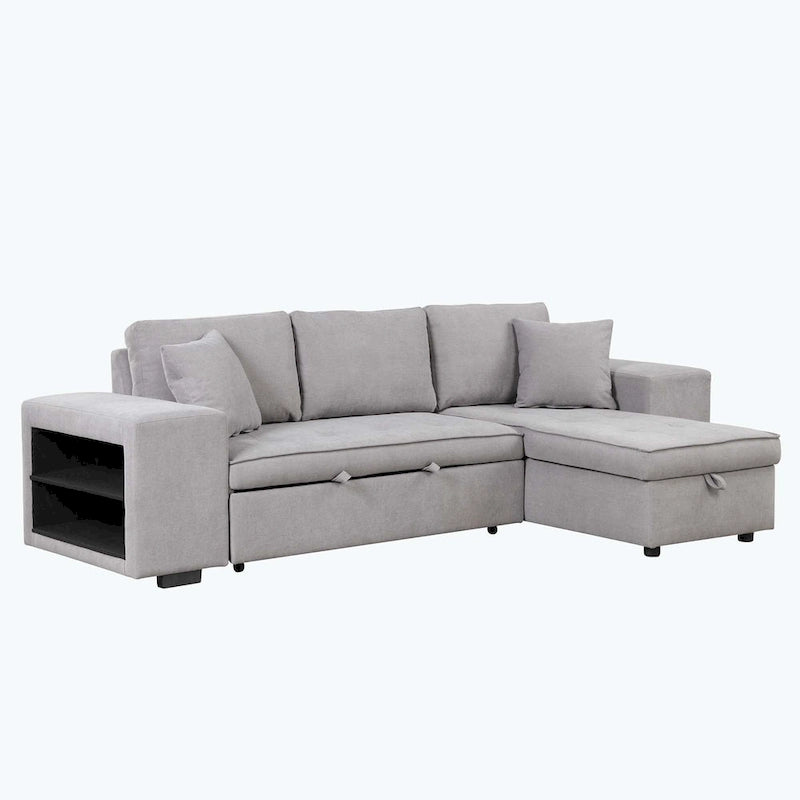 Modern L-Shape 3 Seat Reversible Sectional Couch,with Storage Chaise and 2 Stools-10