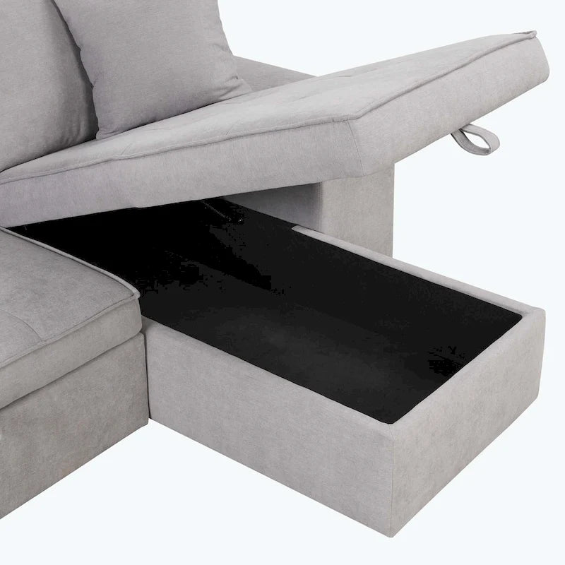 Modern L-Shape 3 Seat Reversible Sectional Couch,with Storage Chaise and 2 Stools-15