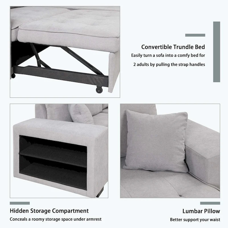 Modern L-Shape 3 Seat Reversible Sectional Couch,with Storage Chaise and 2 Stools-19