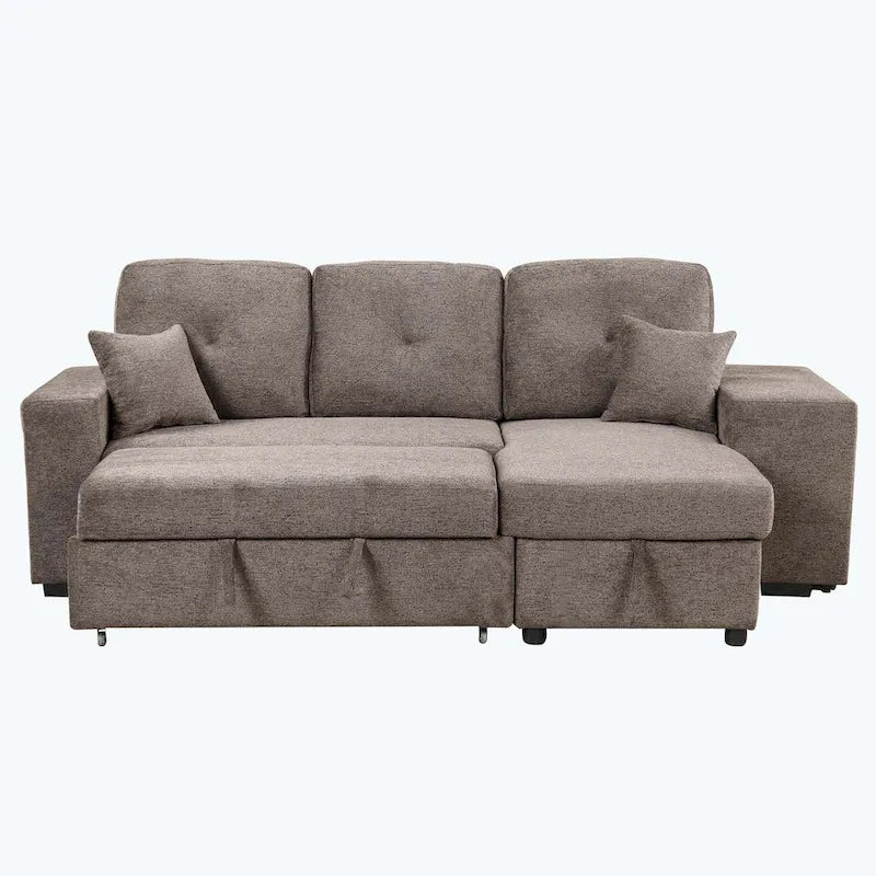Modern L-Shape 3 Seat Reversible Sectional Couch,with Storage Chaise and 2 Stools-22
