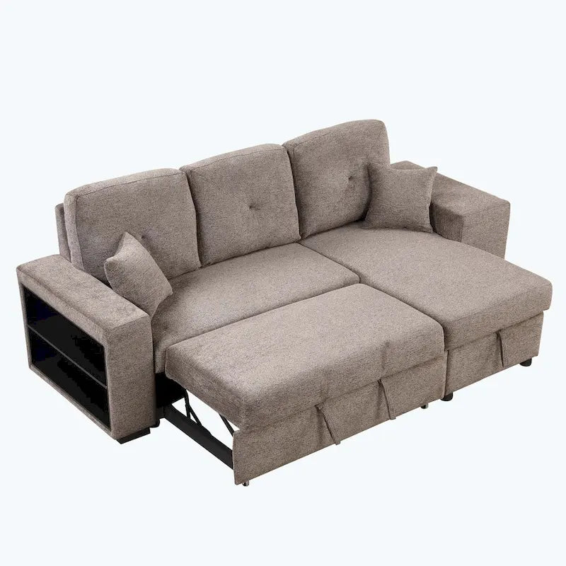 Modern L-Shape 3 Seat Reversible Sectional Couch,with Storage Chaise and 2 Stools-24