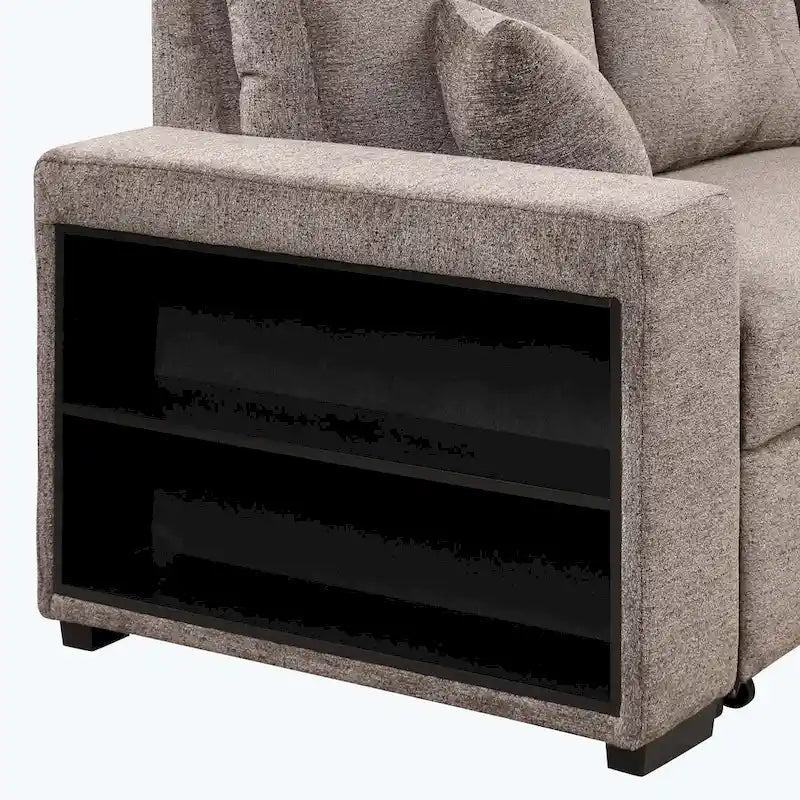 Modern L-Shape 3 Seat Reversible Sectional Couch,with Storage Chaise and 2 Stools-28