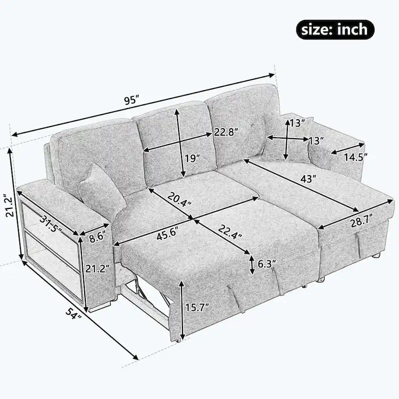 Modern L-Shape 3 Seat Reversible Sectional Couch,with Storage Chaise and 2 Stools-33