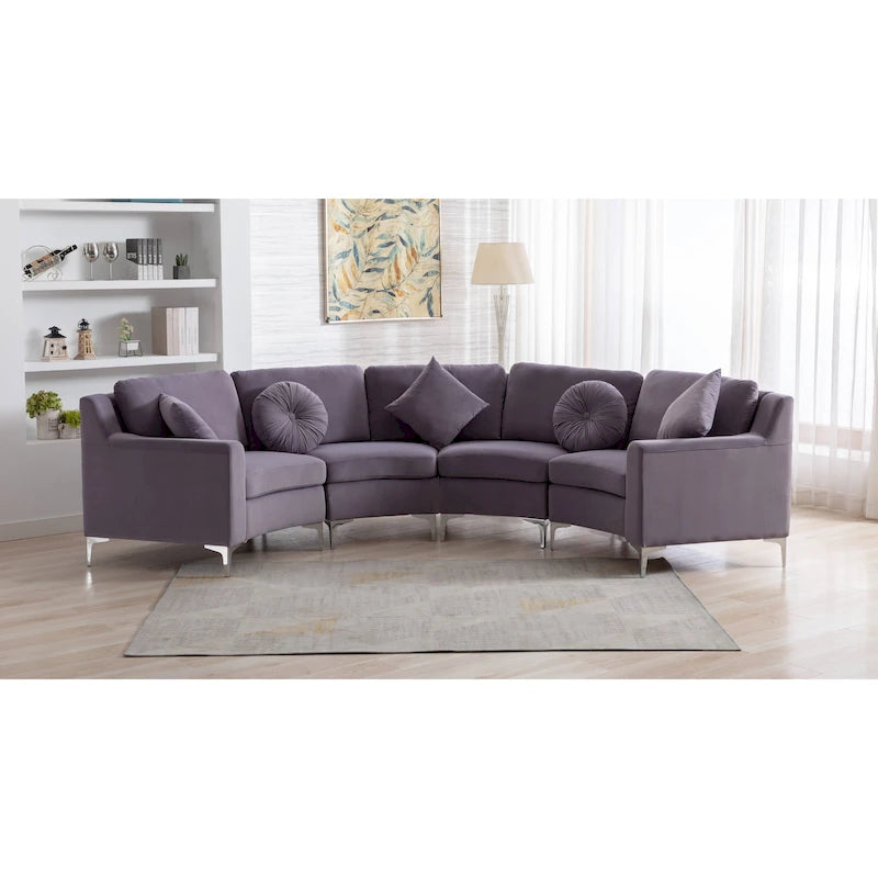 136 Velvet Semicircle couch Modular Curve Sectional Sofa-36