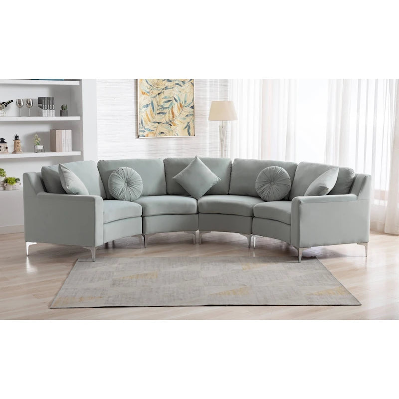 136 Velvet Semicircle couch Modular Curve Sectional Sofa-37