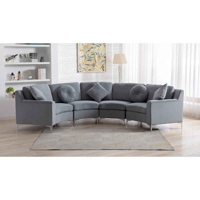 136 Velvet Semicircle couch Modular Curve Sectional Sofa-39