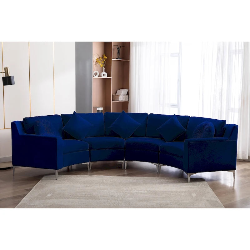 136 Velvet Semicircle couch Modular Curve Sectional Sofa-40