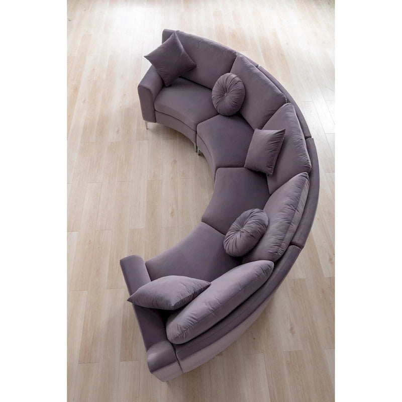 136 Velvet Semicircle couch Modular Curve Sectional Sofa-5