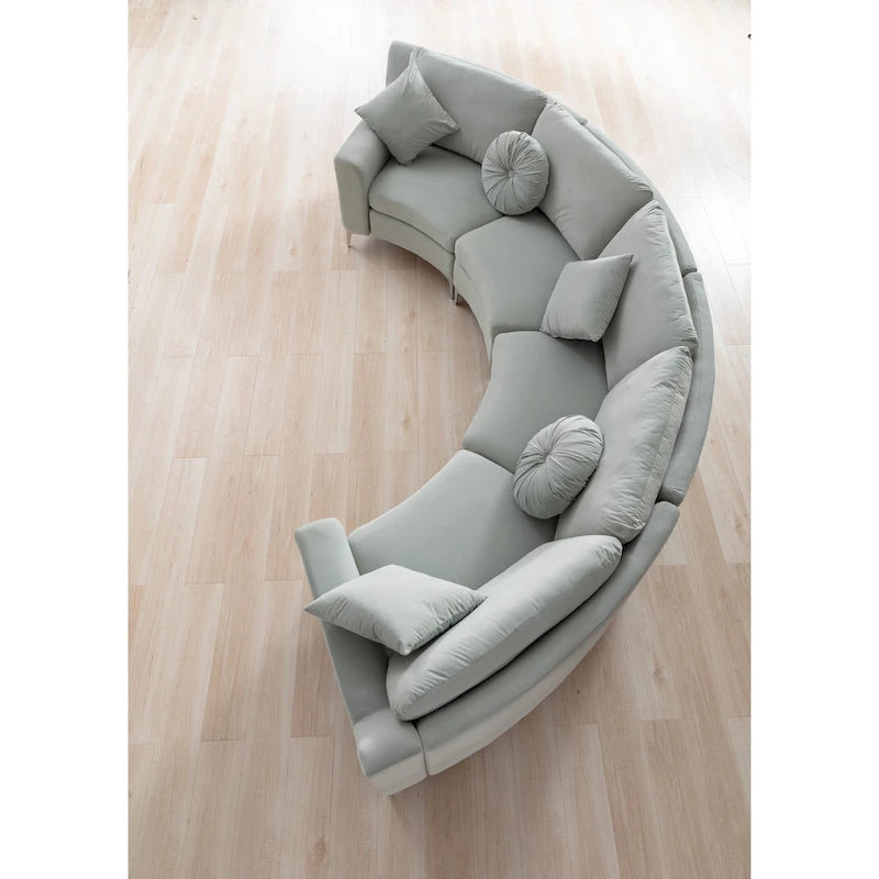 136 Velvet Semicircle couch Modular Curve Sectional Sofa-14