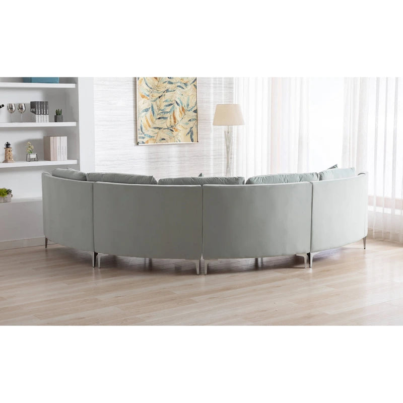136 Velvet Semicircle couch Modular Curve Sectional Sofa-15