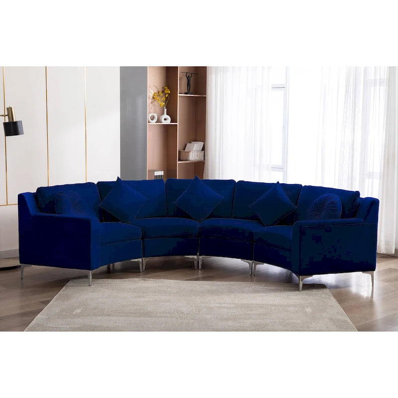 136 Velvet Semicircle couch Modular Curve Sectional Sofa-22