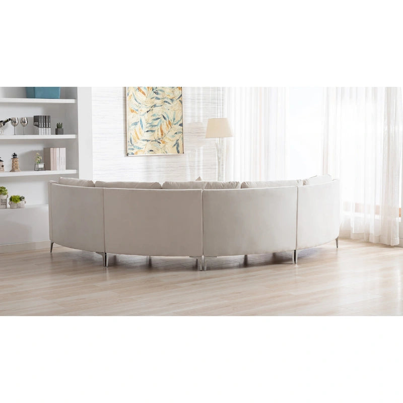 136 Velvet Semicircle couch Modular Curve Sectional Sofa-32