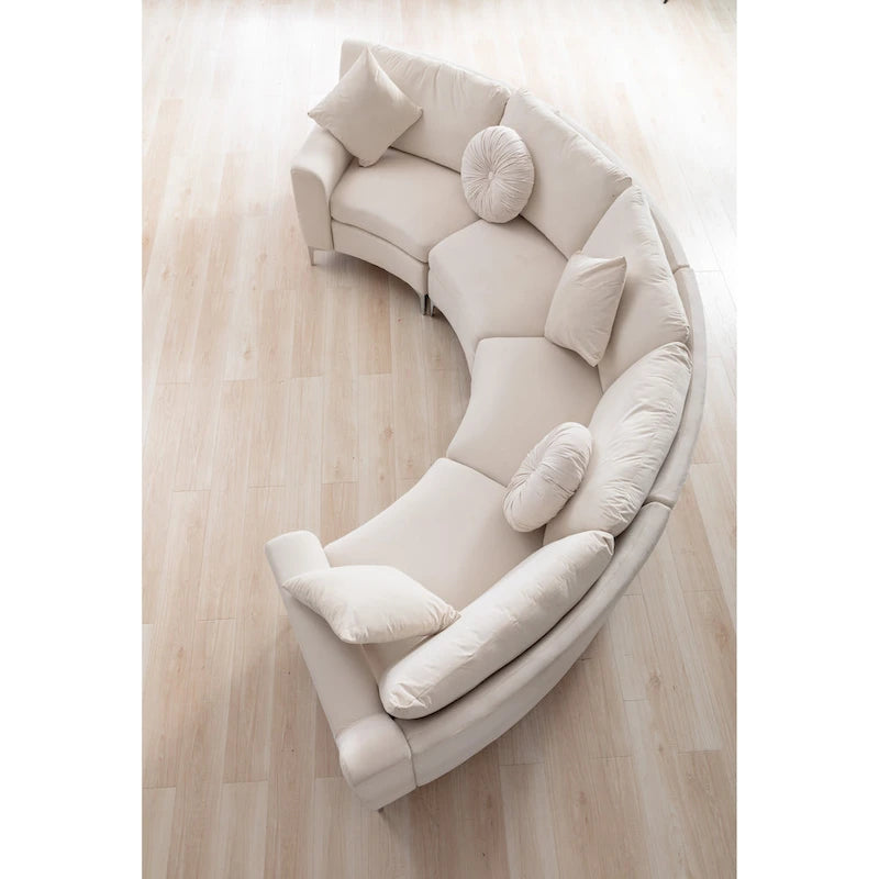 136 Velvet Semicircle couch Modular Curve Sectional Sofa-33