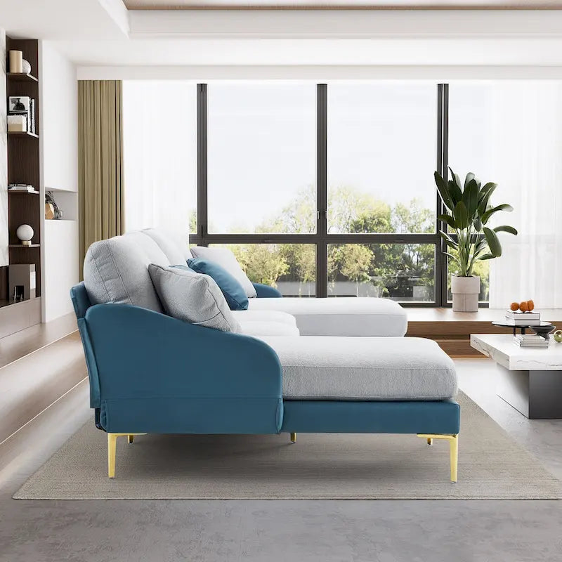 Ouyessir U-Shape Sectional Sofa 4-Seat Couch with Double Chaise Lounge-22