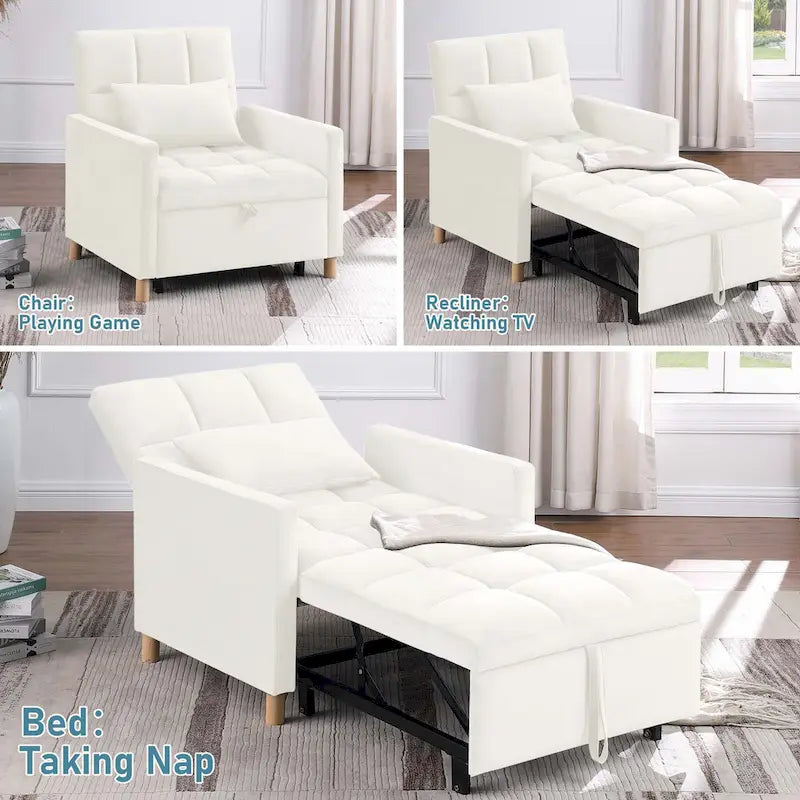 Aukfa Sleeper Chair Bed Convertible Single Sofa Chair with Pillow-2