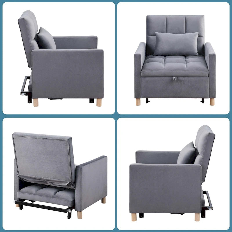 Aukfa Sleeper Chair Bed Convertible Single Sofa Chair with Pillow-6