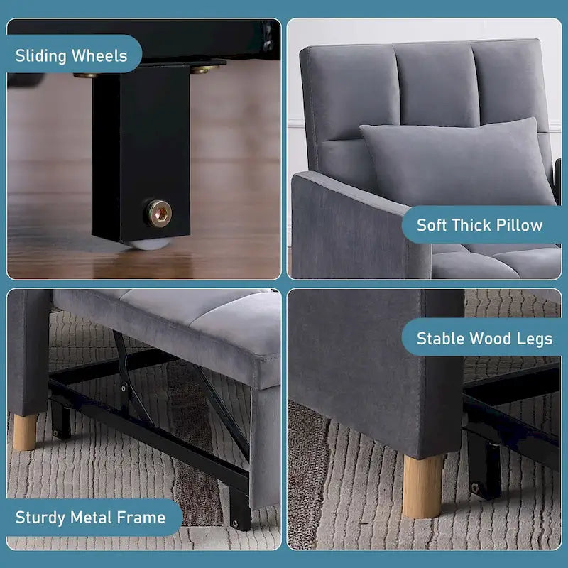 Aukfa Sleeper Chair Bed Convertible Single Sofa Chair with Pillow-10