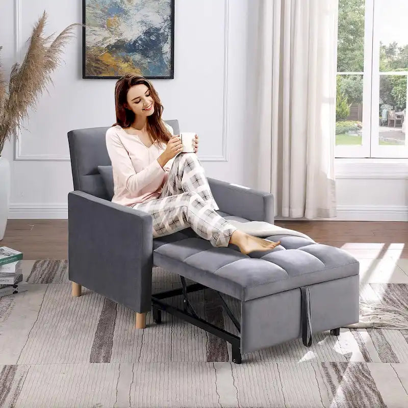 Aukfa Sleeper Chair Bed Convertible Single Sofa Chair with Pillow-11