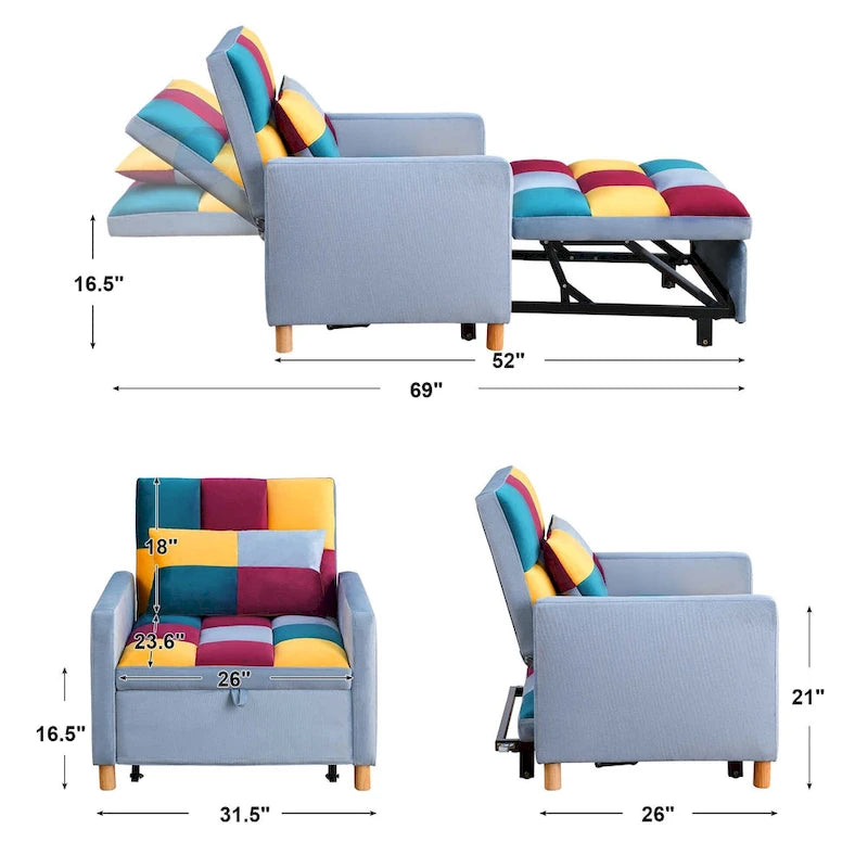 Aukfa Sleeper Chair Bed Convertible Single Sofa Chair with Pillow-23