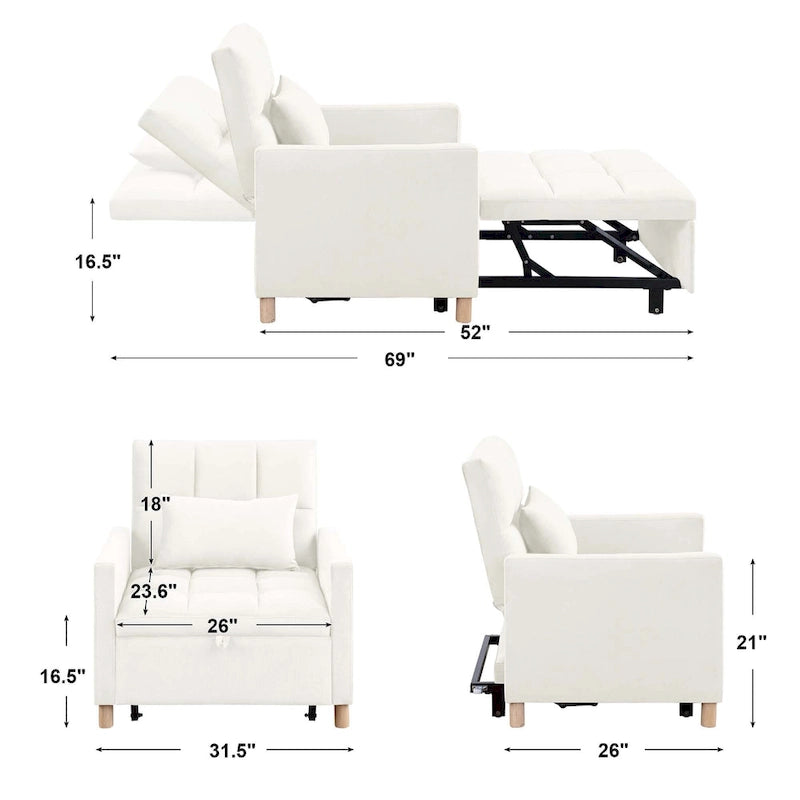 Aukfa Sleeper Chair Bed Convertible Single Sofa Chair with Pillow-29