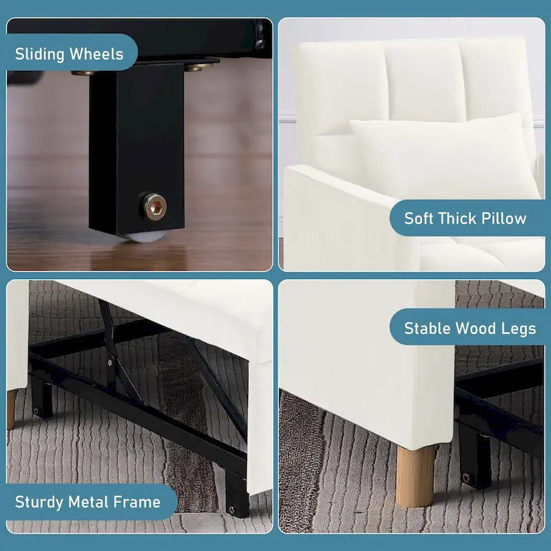 Aukfa Sleeper Chair Bed Convertible Single Sofa Chair with Pillow-32