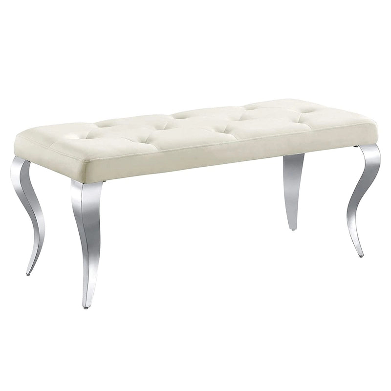 Luxury Velvet Bench Button Tufted Upholstered Dining Bench with Polished Metal Legs-27