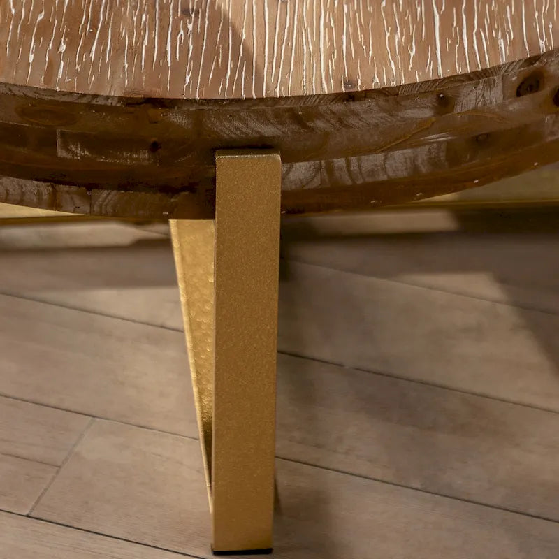 31W Round Coffee Table With Fir Wood Table Top and Metal Frame End Table-12