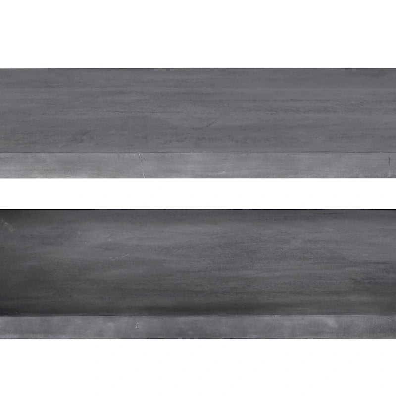 Keli 58 Inch Cube Shaped Wooden Coffee Table with Open Bottom Shelf, Charcoal Gray-5