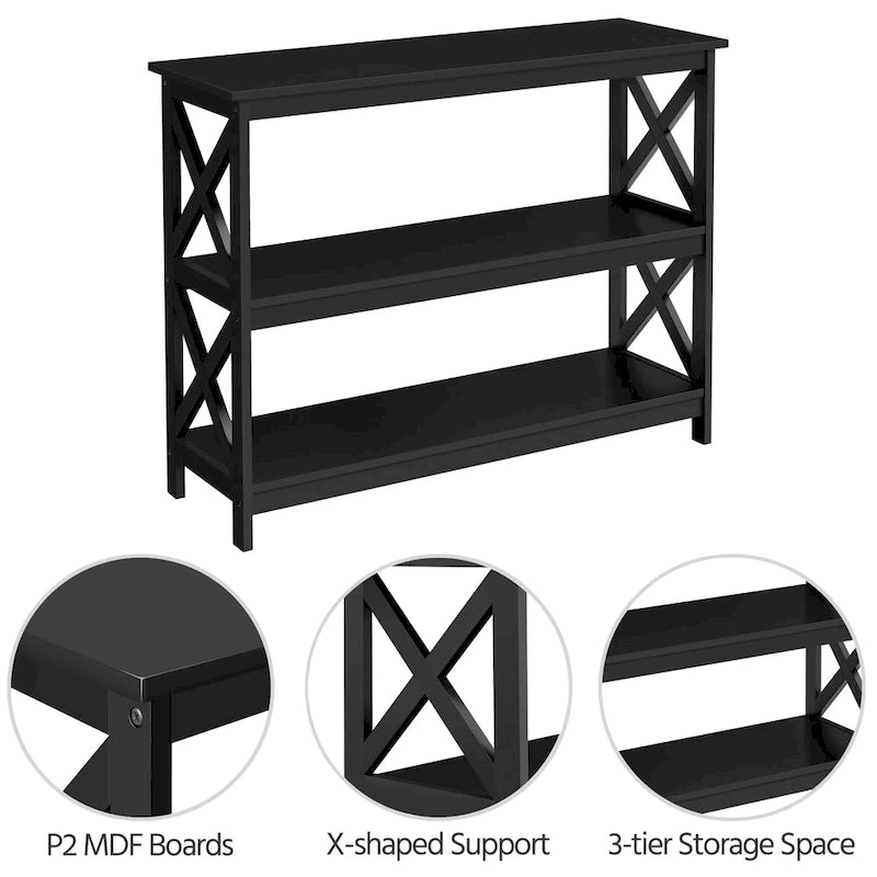 Yaheetech X-Design 3 Tiers Wooden Entryway Console Table-7