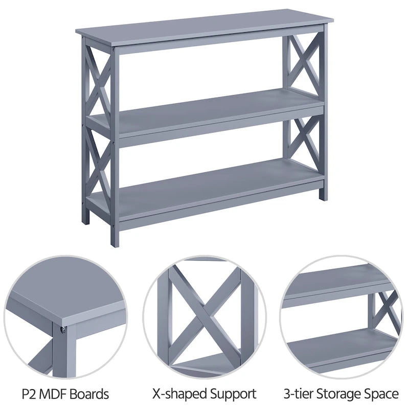 Yaheetech X-Design 3 Tiers Wooden Entryway Console Table-11